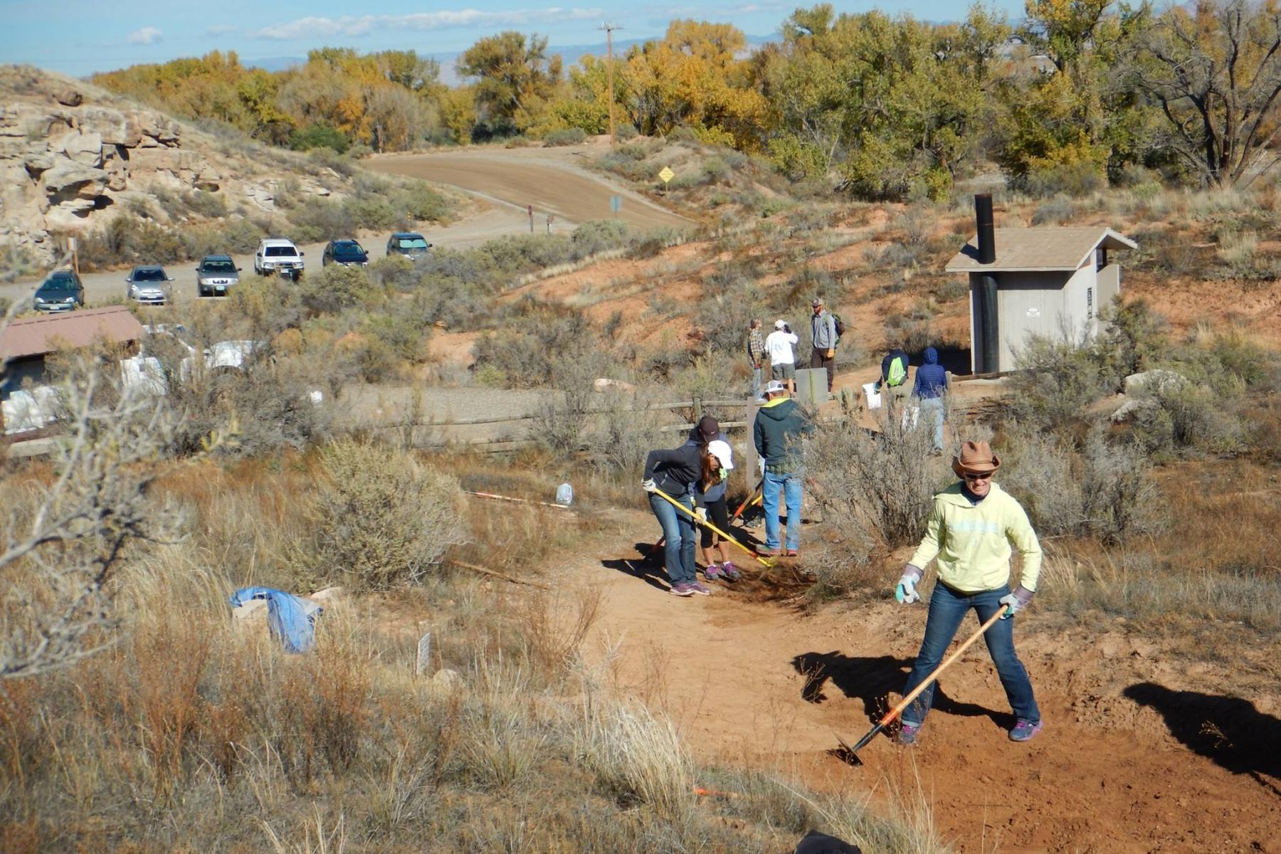 working on drainage at pollock bench trail