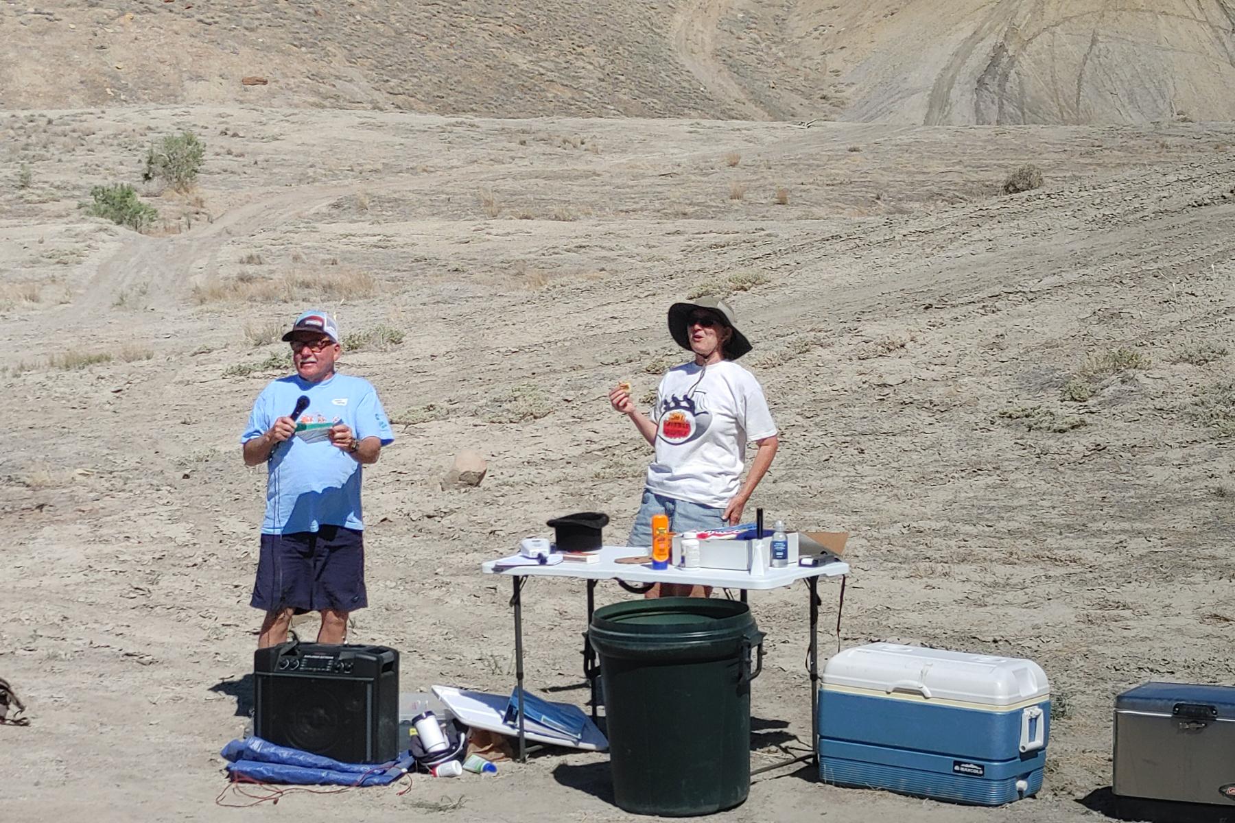 Conrad and Kim announcing the raffle winners